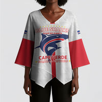 Custom Cabo Verde Kimono Sleeve Blouse Blue Sharks Fear No Giants