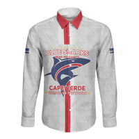 Custom Cabo Verde Long Sleeve Button Shirt Blue Sharks Fear No Giants