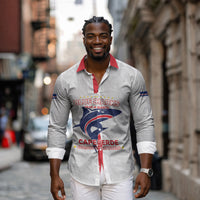 Custom Cabo Verde Long Sleeve Button Shirt Blue Sharks Fear No Giants