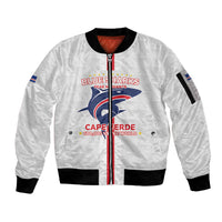 Custom Cabo Verde Sleeve Zip Bomber Jacket Blue Sharks Fear No Giants