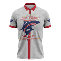Custom Cabo Verde Zipper Polo Shirt Blue Sharks Fear No Giants