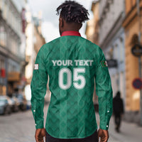 Custom Algeria Football 2026 Long Sleeve Button Shirt Algerian Geometric Patterns