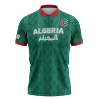 Custom Algeria Football 2026 Zipper Polo Shirt Algerian Geometric Patterns