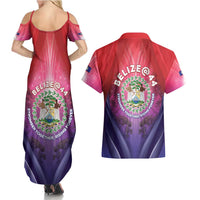Belize 44th Independence Anniversary Couples Matching Summer Maxi Dress and Hawaiian Shirt Stronger Together Rising Forever - Wonder Print Shop