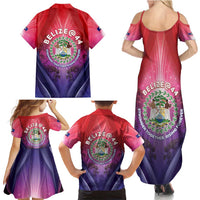 Belize 44th Independence Anniversary Family Matching Summer Maxi Dress and Hawaiian Shirt Stronger Together Rising Forever - Wonder Print Shop