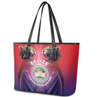 Belize 44th Independence Anniversary Leather Tote Bag Stronger Together Rising Forever - Wonder Print Shop