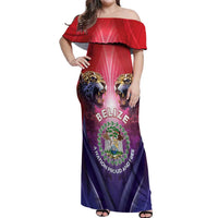 Belize 44th Independence Anniversary Off Shoulder Maxi Dress Stronger Together Rising Forever - Wonder Print Shop