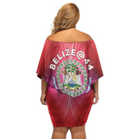 Belize 44th Independence Anniversary Off Shoulder Short Dress Stronger Together Rising Forever - Wonder Print Shop