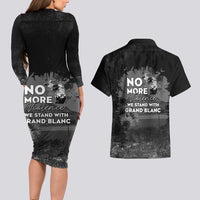 Pray For Michigan Couples Matching Long Sleeve Bodycon Dress and Hawaiian Shirt No More Violence - Wonder Print Shop