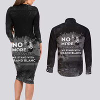 Pray For Michigan Couples Matching Long Sleeve Bodycon Dress and Long Sleeve Button Shirt No More Violence - Wonder Print Shop