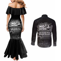 Pray For Michigan Couples Matching Mermaid Dress and Long Sleeve Button Shirt No More Violence - Wonder Print Shop