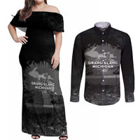 Pray For Michigan Couples Matching Off Shoulder Maxi Dress and Long Sleeve Button Shirt No More Violence - Wonder Print Shop
