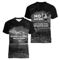 Pray For Michigan Women V-Neck T-Shirt No More Violence - Wonder Print Shop