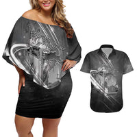 Pray For Grand Blanc Couples Matching Off Shoulder Short Dress and Hawaiian Shirt Pray For Liberty - Wonder Print Shop