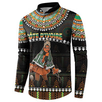 Ivory Coast Festival Of Masks Button Sweatshirt Traditional Zaouli Dance LT05 - Wonder Print Shop