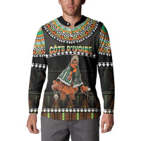 Ivory Coast Festival Of Masks Button Sweatshirt Traditional Zaouli Dance LT05 - Wonder Print Shop