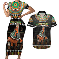 Ivory Coast Festival Of Masks Couples Matching Short Sleeve Bodycon Dress and Hawaiian Shirt Traditional Zaouli Dance LT05 - Wonder Print Shop