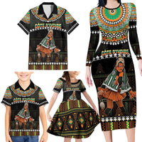 Ivory Coast Festival Of Masks Family Matching Long Sleeve Bodycon Dress and Hawaiian Shirt Traditional Zaouli Dance LT05 - Wonder Print Shop