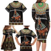 Ivory Coast Festival Of Masks Family Matching Long Sleeve Bodycon Dress and Hawaiian Shirt Traditional Zaouli Dance LT05 - Wonder Print Shop