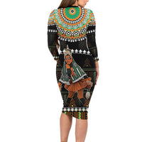 Ivory Coast Festival Of Masks Family Matching Long Sleeve Bodycon Dress and Hawaiian Shirt Traditional Zaouli Dance LT05 - Wonder Print Shop