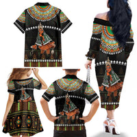 Ivory Coast Festival Of Masks Family Matching Off The Shoulder Long Sleeve Dress and Hawaiian Shirt Traditional Zaouli Dance LT05 - Wonder Print Shop