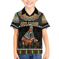 Ivory Coast Festival Of Masks Family Matching Off The Shoulder Long Sleeve Dress and Hawaiian Shirt Traditional Zaouli Dance LT05 - Wonder Print Shop