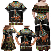 Ivory Coast Festival Of Masks Family Matching Off Shoulder Maxi Dress and Hawaiian Shirt Traditional Zaouli Dance LT05 - Wonder Print Shop