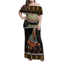 Ivory Coast Festival Of Masks Family Matching Off Shoulder Maxi Dress and Hawaiian Shirt Traditional Zaouli Dance LT05 - Wonder Print Shop