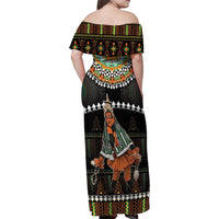 Ivory Coast Festival Of Masks Family Matching Off Shoulder Maxi Dress and Hawaiian Shirt Traditional Zaouli Dance LT05 - Wonder Print Shop