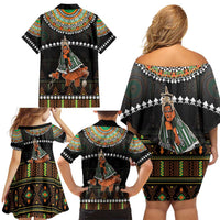 Ivory Coast Festival Of Masks Family Matching Off Shoulder Short Dress and Hawaiian Shirt Traditional Zaouli Dance LT05 - Wonder Print Shop