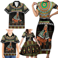 Ivory Coast Festival Of Masks Family Matching Short Sleeve Bodycon Dress and Hawaiian Shirt Traditional Zaouli Dance LT05 - Wonder Print Shop