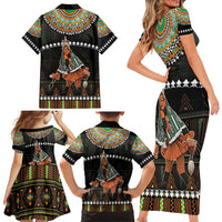 Ivory Coast Festival Of Masks Family Matching Short Sleeve Bodycon Dress and Hawaiian Shirt Traditional Zaouli Dance LT05 - Wonder Print Shop