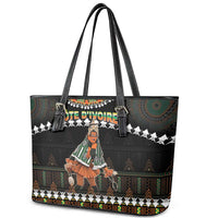 Ivory Coast Festival Of Masks Leather Tote Bag Traditional Zaouli Dance LT05 - Wonder Print Shop