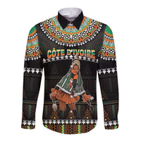 Ivory Coast Festival Of Masks Long Sleeve Button Shirt Traditional Zaouli Dance LT05 - Wonder Print Shop