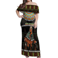 Ivory Coast Festival Of Masks Off Shoulder Maxi Dress Traditional Zaouli Dance LT05 - Wonder Print Shop
