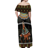 Ivory Coast Festival Of Masks Off Shoulder Maxi Dress Traditional Zaouli Dance LT05 - Wonder Print Shop