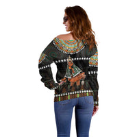 Ivory Coast Festival Of Masks Off Shoulder Sweater Traditional Zaouli Dance LT05 - Wonder Print Shop