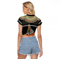 Ivory Coast Festival Of Masks Raglan Cropped T Shirt Traditional Zaouli Dance LT05 - Wonder Print Shop