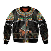 Ivory Coast Festival Of Masks Sleeve Zip Bomber Jacket Traditional Zaouli Dance LT05 - Wonder Print Shop