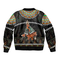 Ivory Coast Festival Of Masks Sleeve Zip Bomber Jacket Traditional Zaouli Dance LT05 - Wonder Print Shop