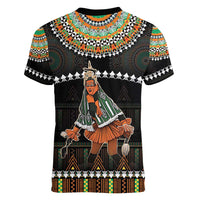 Ivory Coast Festival Of Masks Women V-Neck T-Shirt Traditional Zaouli Dance LT05 - Wonder Print Shop