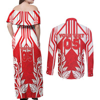 England Red Rose Rugby Custom Couples Matching Off Shoulder Maxi Dress and Long Sleeve Button Shirt Sporty Style - Wonder Print Shop