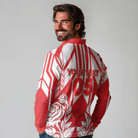 England Red Rose Rugby Custom Long Sleeve Polo Shirt Sporty Style - Wonder Print Shop