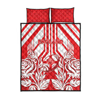 England Red Rose Rugby Quilt Bed Set Sporty Style - Wonder Print Shop
