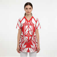 England Red Rose Rugby Custom Scrub Top Sporty Style - Wonder Print Shop