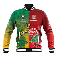 South Africa And England Rugby Custom Baseball Jacket Springboks And Red Rose Together - Wonder Print Shop