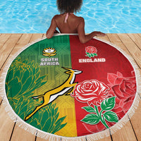 South Africa And England Rugby Beach Blanket Springboks And Red Rose Together - Wonder Print Shop