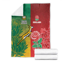 South Africa And England Rugby Blanket Springboks And Red Rose Together - Wonder Print Shop