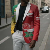 South Africa And England Rugby Custom Blazer Springboks And Red Rose Together - Wonder Print Shop