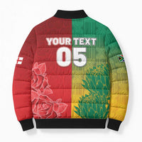 South Africa And England Rugby Custom Bomber Puffer Jacket Springboks And Red Rose Together - Wonder Print Shop